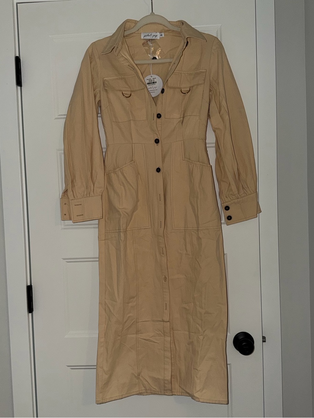 Petal & Pup Beige Long Button-Front Shirt Dress